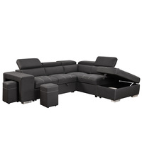 Canapé d'angle convertible en L de conception européenne avec ottoman de rangement, deux housses de siège et rembourrage en éponge pour salon