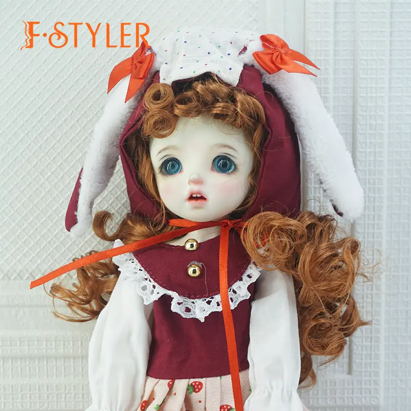 FSTYLER rambut boneka keriting keriting aksesoris gelombang pabrik grosir penjualan massal kustomisasi untuk 1/4 1/6 wig BJD sintetis