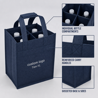 Sacs de courses réutilisables en non-tissé, porte-vin pour 4 bouteilles, sac fourre-tout personnalisé avec séparateurs et poignées courtes pour emballage cadeau de cave à vin
