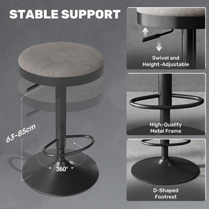 Modern Adjustable Height Swivel Steady <b>Bar</b> <b>Stool</b> Set Durable Fabric Seat Stable Metal Base Outdoor Gym Home Kitchen <b>Bar</b> Counter - Product Image 5