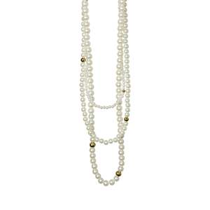 Pearl <b>Necklace</b> 316L Stainless Steel PVD Gold Plating Sustainable Resistant <b>Long</b> Layered Design - Product Image 1