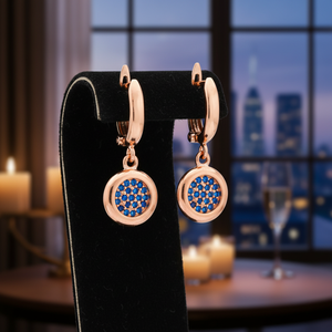 Sapphire CZ Round Design Geometric Jewellery Round Shape Turkish Wholesale 925 Sterling <b>Silver</b> Jewelry <b>Dangle</b> <b>Earrings</b> - Product Image 3
