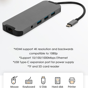 Docking USB3.0 HDMI TF 3.5Mm Âm Thanh SD RJ45 Cổng Internet USB-C <span class=keywords><strong>Ethernet</strong></span> LAN Loại C Pd <span class=keywords><strong>Hub</strong></span> 4K Thunderbolt3 <span class=keywords><strong>9</strong></span> Trong 1 USBC <span class=keywords><strong>Hub</strong></span> - Product Image 4