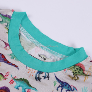 <span class=keywords><strong>Pigiama</strong></span> per Neonati in Viscosa Sostenibile con Stampa Dinosauro, Manica Corta, Traspirante, Certificato CPC e CPSIA, Produzione OEM Personalizzata all'Ingrosso - Product Image 3