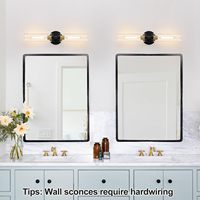 Appliques murales de salle de bain noires, dorées, argentées, à câblage direct, en verre transparent et métal, éclairage de miroir pour salle de bain, couloir, chambre à coucher