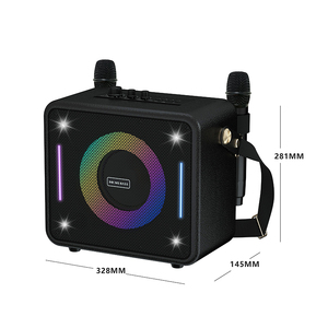 Boomsbass 20W Bằng Gỗ Bluetooth Loa Loa Siêu Trầm <span class=keywords><strong>2</strong></span> UHF Micro Xách Tay Loa Karaoke Hệ Thống Với Dây Đeo Cho Rạp Hát Tại Nhà - Product Image 3