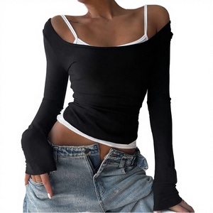 Ensemble de sport 2 pièces tricoté pour femme, collection automne, décontracté, respirant, séchage rapide, anti-UV, coupe ajustée, couleur unie, manches longues – Vente chaude - Product Image 2