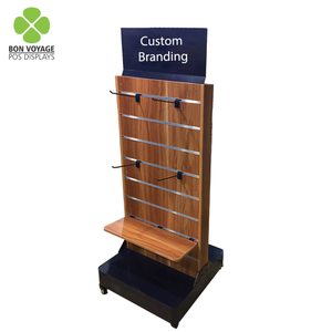 Siêu thị bằng gỗ POS slatwall hiển thị Kệ chai hiển thị phụ kiện đứng với bánh xe - Product Image 1