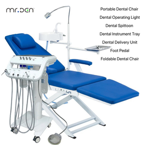 Unidad de Sillón <span class=keywords><strong>Dental</strong></span> Plegable Portátil Mr.Den con Luz LED/Bandeja/Escurridor/Turbina de 4 Orificios/<span class=keywords><strong>Compresor</strong></span> de Aire <span class=keywords><strong>para</strong></span> Clínica Móvil - Product Image 6