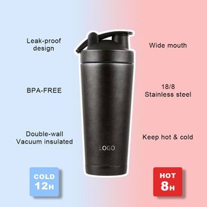 Stainless Steel 500Ml 750Ml Gym Sports Water Single Double Wall Fitness Protein <b>Shaker</b> <b>Bottle</b> - Product Image 4