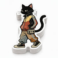 Autocollants découpés sur mesure en vinyle imperméable pour animaux : renard, chat, raton laveur, grenouille, chien – pour la décoration de bouteilles, ordinateurs portables, bagages et journaux