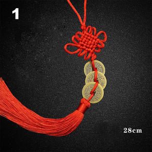 ديا الحرير شرابة شنقا النحاس النقي البرونزية عملة الستار ديكور الميمون عقدة سيارة قلادة فنغشوي المنزل عملة قلادة - Product Image 2