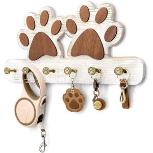 Wooden Dog Paw Shaped Hooks Wall Mounted <b>Key</b> <b>Hanger</b> Pet Leash Organizer Entryway Decor Multipurpose Storage - Product Image 2
