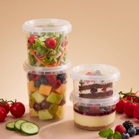 500ml 600ml 800ml 1000ml PP Plastic voedselbewaarbak met afsluitdeksel, rond, wegwerpbaar, voor salade, fruit, cake, dessert en andere voedingsmiddelen