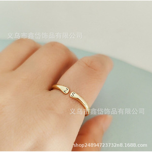 Xindai Adjustable Letter Opening <b>Ring</b> For <b>Couples</b> Titanium Steel Plated Index Finger Jewelry - Product Image 4