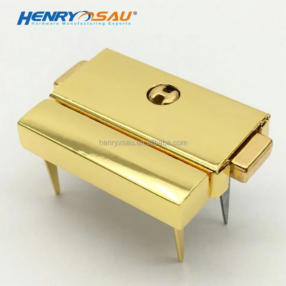 Hộp Quà Tặng Hợp Thời Trang Phụ Kiện Phần Cứng Vàng Prong Hợp Kim Kẽm Khóa Hộp Gỗ Clasp Với Key Push Button Khóa Cho Hộp Đồ Trang Sức