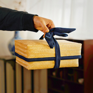 <b>Bamboo</b> Woven Tea Storage Box Rectangle Handmade Nan <b>Bamboo</b> Craft Gift Packaging Living Room Use - Product Image 4
