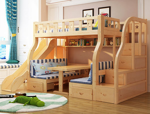 High Quality Indoor Bedroom Furniture Set Kids Wooden Double Bunk <strong>Bed</strong> for Children with Desk Drawer and <strong>Slide</strong> <strong>Bed</strong> Preschool - Product Image 3