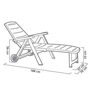 Lettino Prendisole Pieghevole Antibes con Schienale Regolabile e Ruote per Spiaggia, Terrazza e Piscina - Product Image 4