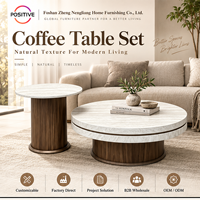 Ensemble de tables basses Wabi Sabi, texture imitation travertin, table ronde imbriquée, mobilier moderne minimaliste pour salon, OEM ODM en gros