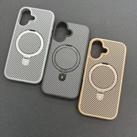 Étui de téléphone portable antichoc en fibre de carbone avec béquille magnétique invisible, série 17 Pro Max, support rotatif à 360 degrés