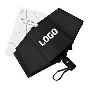 Wholesale High Quality 3 Fold Folding Foldable <b>Windproof</b> Uv Black Colour Automatic Auto Open Close <b>Umbrella</b> for the Rain - Product Image 1