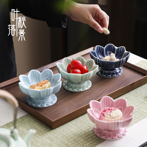 Plato de Cerámica con Forma de Flor, Plato de Porcelana con Patas Altas para Ofrendas, Mini Plato para Frutas, para Buda, Uso Doméstico, Estilo Chino Moderno - Product Image 1