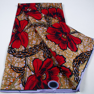 Nouveau Grand Wax 6 Yards Tissu Wax Doré Super Grand avec Motif Pailleté et Gaufré 100% Coton Hollandais Batik Tissus Africains Imprimés Wax - Product Image 1