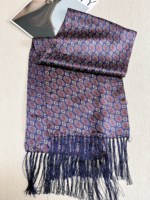 Écharpe longue double couche en crêpe de satin 100% soie de mûrier, imprimé ethnique, avec pompons, châle polyvalent, foulard pour la vente en gros