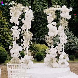 Fábrica de Decoración para Bodas LEDA, Nuevo Diseño, Set de Metal Plateado Cuadrado, Fondo Colgante con Flores - Product Image 4