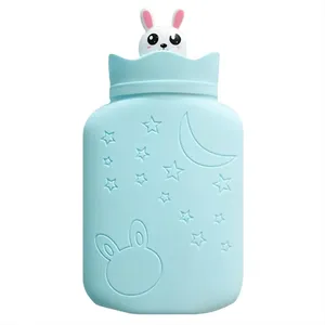 Bouteille d'eau chaude en silicone sans BPA de conception mignonne Sac d'eau chaude Bouteille <span class=keywords><strong>chauffante</strong></span> pour <span class=keywords><strong>micro</strong></span>-ondes Thérapies chaudes et froides - Product Image 1