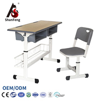 Vente directe d'usine, chaises et tables doubles ergonomiques durables pour salles de classe modernes, mobilier scolaire