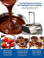 Machine à chocolat chaud professionnelle 5,5 L pour chocolat fondant en cascade et fruits (fraise)