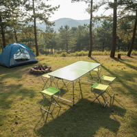 Table de camping pliable en aluminium portable pour l'extérieur, multifonctionnelle, marché nocturne, ouverture rapide, tables pliantes rapides avec tabouret