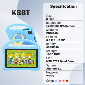 Tablette éducative pour enfants 8 pouces en promotion usine, processeur MTK Quad Core, 2+16 Go, Android 10, écran IPS, double caméra, <span class=keywords><strong>YouTube</strong></span> Kids, batterie 5000 mAh - Product Image 2