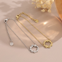 Hartvormige bedelarmband 18K verguld met CZ voor vrouwen, roestvrij staal, Valentijnscadeau, feest, groothandel, op maat gemaakt
