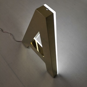Signes de lettre de canal led en <span class=keywords><strong>plexiglas</strong></span> poli doré lettres publicitaires enseigne led signe - Product Image 4