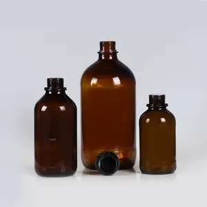 500ml 1000ml 2500ml brown glass pharmaceutical laboratory amber reagent bottle manufacturer with plastic cap