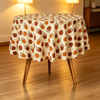 Nappe ronde jetable en PEVA de haute qualité, imperméable à l'huile, imprimé châtaignier, pour la décoration de la saison d'automne et de Thanksgiving