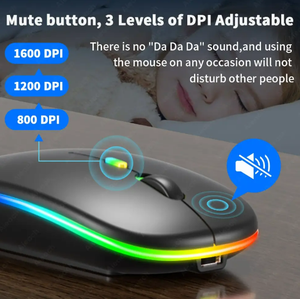 Ratón inalámbrico de modo <span class=keywords><strong>dual</strong></span> Bt, carga silenciosa, adecuado para computadoras, portátiles, Juegos de oficina, ratón inalámbrico luminoso - Product Image 4