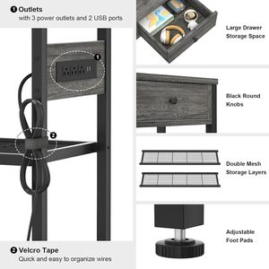 Multifunctional <b>sideboard</b> with USB interface, smart entryway cabinet with drawers for <b>storage</b>, dining room, and tea/water - Product Image 4
