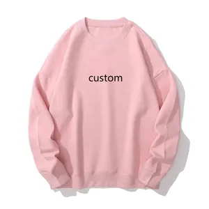 Streetwear Girls Women Logo Printed Long Sleeve O-Neck Hoodies Dusty Pink Pullover Sweatshirt With Many Colors