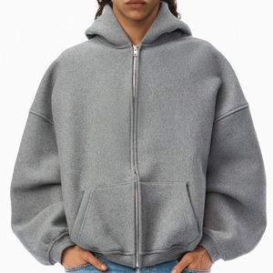 Felpa con Cappuccio e Zip Integrale da <span class=keywords><strong>Uomo</strong></span> in Cotone Pesante 600 GSM, Oversize con Spalle Cadenti, Personalizzabile, Vendita all'Ingrosso - Product Image 1