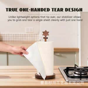 Sugikawa Wooden Paper Holder Circular Standing <b>Kitchen</b> Countertop Storage Simple Design - Product Image 3