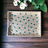 Bester Preis Modernes Umweltfreundliches Langlebiges Rechteckiges Serviertablett mit Perlmuttgriff Leichtgewichtig für Hochzeit Diwali Blumendekor
