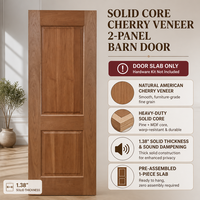 Pintu Gudang Kayu Solid 80 inci 2 Panel Veneer Cherry Pra-rakit 1,38 inci, Pintu Kamar Tidur Gaya Farmhouse Interior Tanpa Finishing (Hanya Slab)