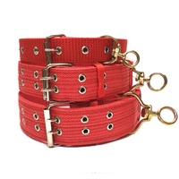 Usine directe réglable luxe toile collier pour animaux de compagnie Double rangée boucles en métal Durable élevage formation collier armée vert