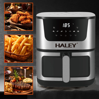 HALEY Friteuse à air 8,5 L 2000 W en acier inoxydable 360 °   Affichage LED à cycle thermique, écran tactile, 8 préréglages, sans huile, CE GS OEM ODM personnalisé