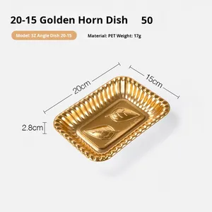 50 plateaux jetables en <span class=keywords><strong>plastique</strong></span> doré pour huîtres, épais, pour fête, sashimi, sushi, saumon, huîtres - Product Image 6