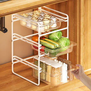 Étagère de cuisine en plastique de style minimaliste moderne avec rangement pour légumes et fruits - Product Image 4